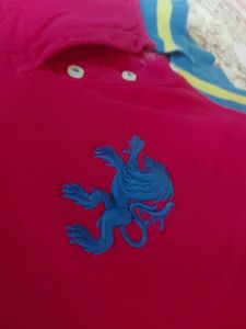 Men's Pink Polo T-Shirt with Lion Emblem