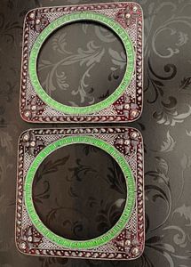 Exquisite Square Bangle with Green Accent