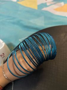 Beautiful Dark Blue Glitter Bangles Set