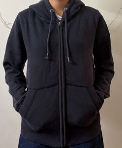 Classic Faded Navy Blue Zip-Up Hoodie