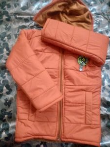 Orange Puffer Jacket with Hood