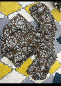 Brown Floral Print top