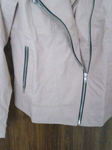 Pink Faux Leather Biker Jacket