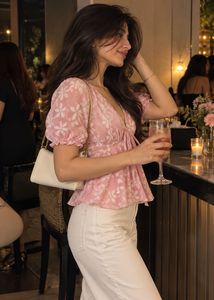 Pink Floral Peplum Top for Women ✨