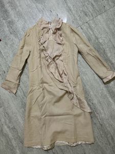 Elegant Beige Ruffle Dress