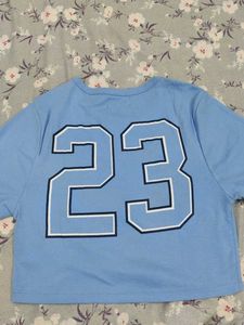 Cute Baby Blue Graphic Crop Top
