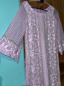 Pakistani Original Lavender Embroidered Kurta
