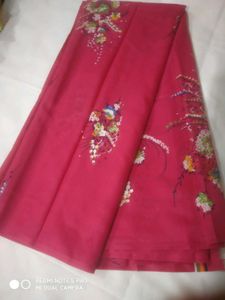 Vintage Floral Print Fabric Saree