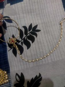 Elegant Gold Maang Tikka &amp; Nath Set