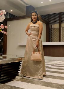 Golden Strapless Gown