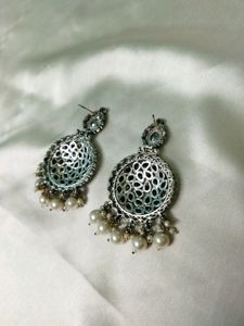 Black-silver Ethnic Earrings