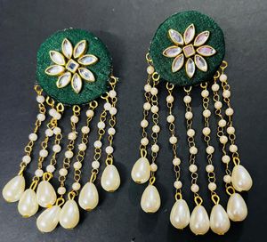 Fancy Fabric Party Wear Long Size Earrings