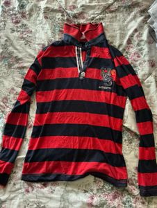 Red & Blue Striped Long Sleeve Top