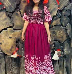 Beautiful Maroon Floral Maxi Dress