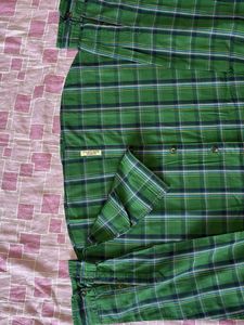 Green Plaid Long Sleeve Button-Up Shirt