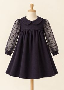 Tior Girls Back Lace Sleeve Dress