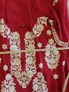 Beautiful Red Kurta with White Embroidery