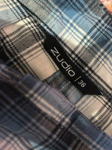 Cute korean style blue checked skirt
