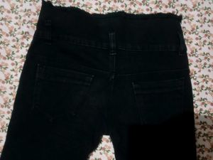 Black High-Waisted Ripped Jeans