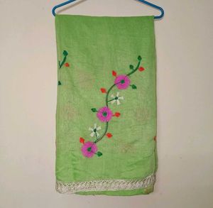 Vibrant Green Embroidered Saree