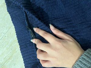 Navy Blue Knit Flare Pants