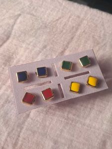 Colorful Square Stud Earrings Set