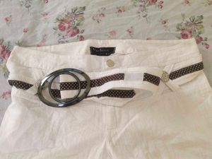 Imported White Pants With Belt