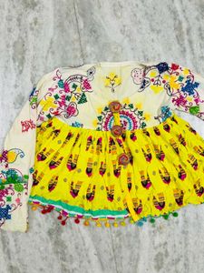 Vibrant Embroidered Kurta with Tassels