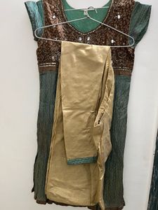 Embellished Teal Kurta set with dupatta