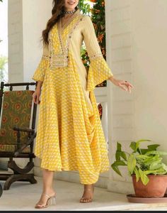 Yellow Printed Kurta