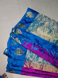 Purple Blue 💜💙 Pattu Saree With Blouse