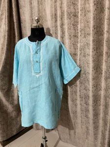 Oversized Sky Blue Embroidered Kurta