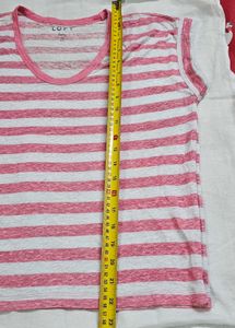 LOFT Linen Striped Scoop-Neck Top