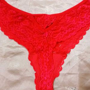 Red Lace Thong Panty