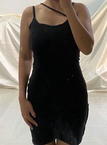 Chic Black Ruched Mini Dress