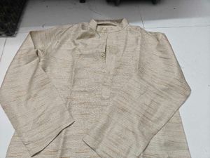 Men's Beige Textured Kurta
