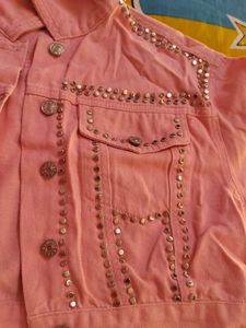 Pink Studded Denim Jacket