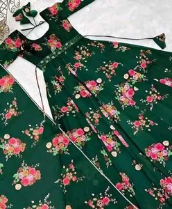 Elegant Floral Print Anarkali Gown