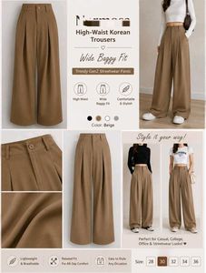 XL size High-Waist Wide Leg Trousers