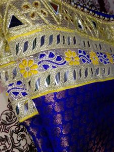 royal blue banarasi jacquard febric with  mirror a