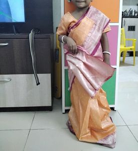 Kids Saree - Peach & Pink