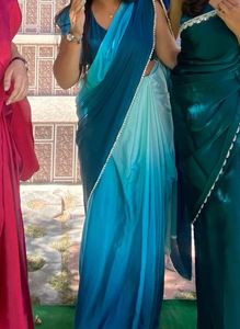 Stylish Blue Ombre Saree