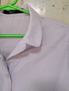 Light Purple Short Sleeve Button-Up Top