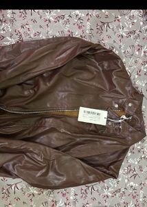 Stylish Brown Faux Leather Jacket