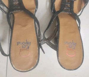Glittery block heels sandals
