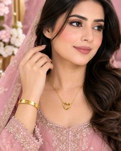Combo of Gold plated bracelet and heart pendant