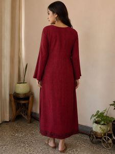 Elegant Red Kurta with Black Paisley Print