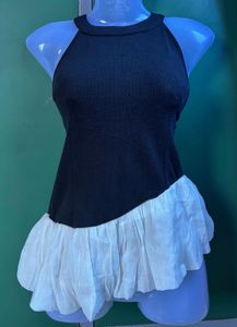 Chic Black & White Ruffled Top