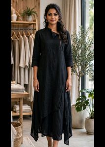 Stylish Black Kurta with Zipper Detail