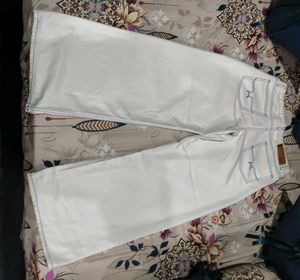 unisex White Wide Leg Jeans